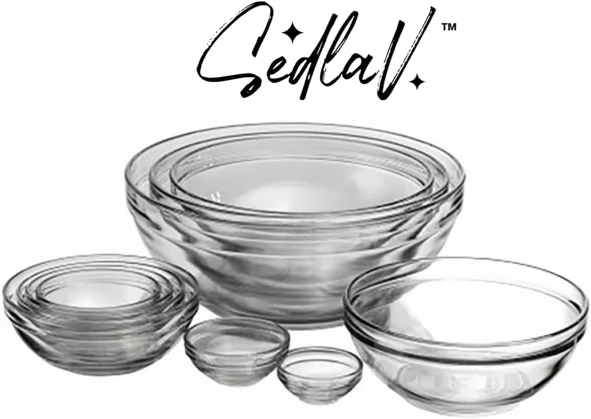 SEDLAV Glass Mixing Bowls, 10 Piece Set Glass Mixing Bowls, 10 Piece Set