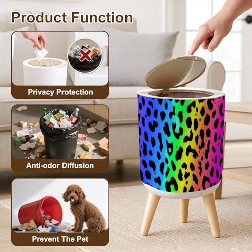 Caneca de basura con tapa color neón arcoíris 7L miniatura 6