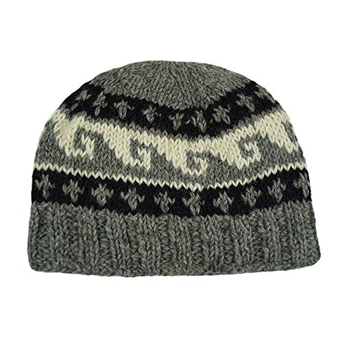 musimon Strick-Mütze 100% Wolle gefüttert Norweger Muster (anthrazit, 55-57) Cover