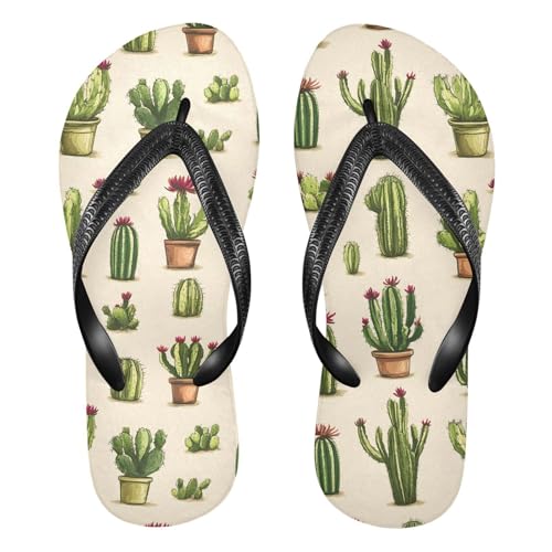 Cartoon Cactus Flip Flop Sandal for Women Men, Casual Beach Slippers Indoor Outdoor XS