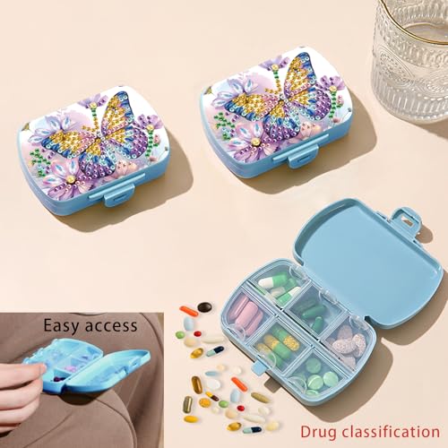 Image of ARTopet Diamond Art Painting Mini Storage Box with 6-Grid Creative Design Compact Portable Small Case for Purse Travel Daily-Butterfly02