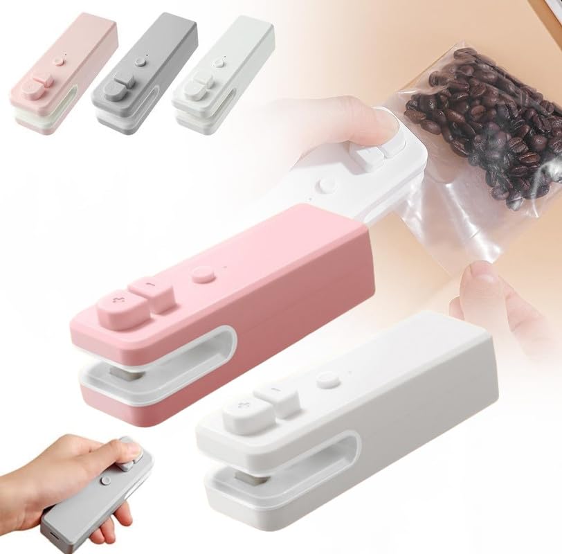 2 in 1 Bag Cutter and Sealer, 2024 Upgrade Bag Sealer Heat Seal, Portable Vacuum Food Sealer Bag Sealing Machine for Plastic Bags Snack Bags(white+