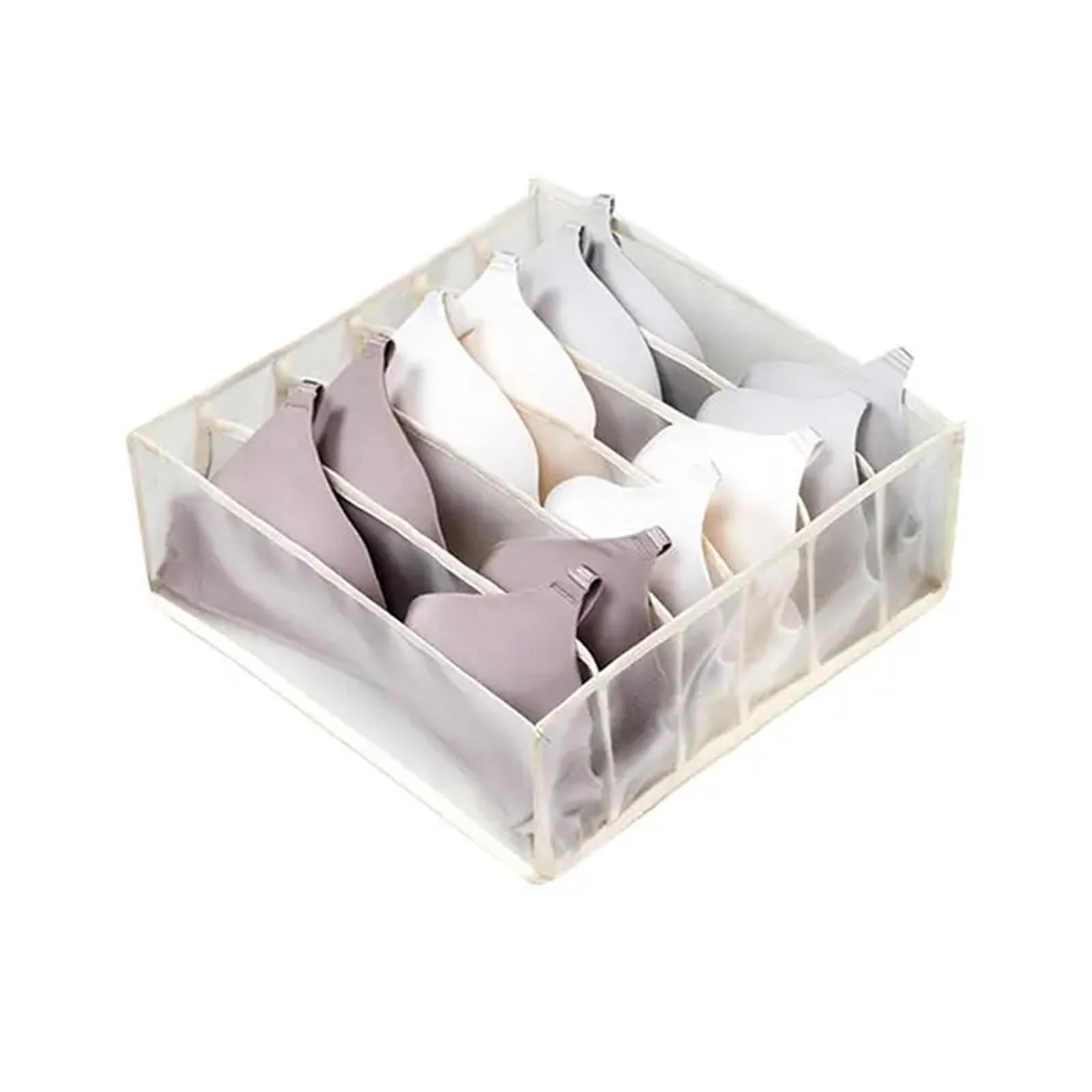 LADFRTYU Sock Storage Box Jeans Storage Box Closet Wardrobe Clothes Compartment Boxes Drawer Socks Separation Organizer Pants(Beige 6grids)