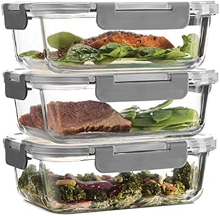 Superior Glass Meal Prep Containers - 3-pack (35oz) Newly Innovated Hinged BPA-free Locking