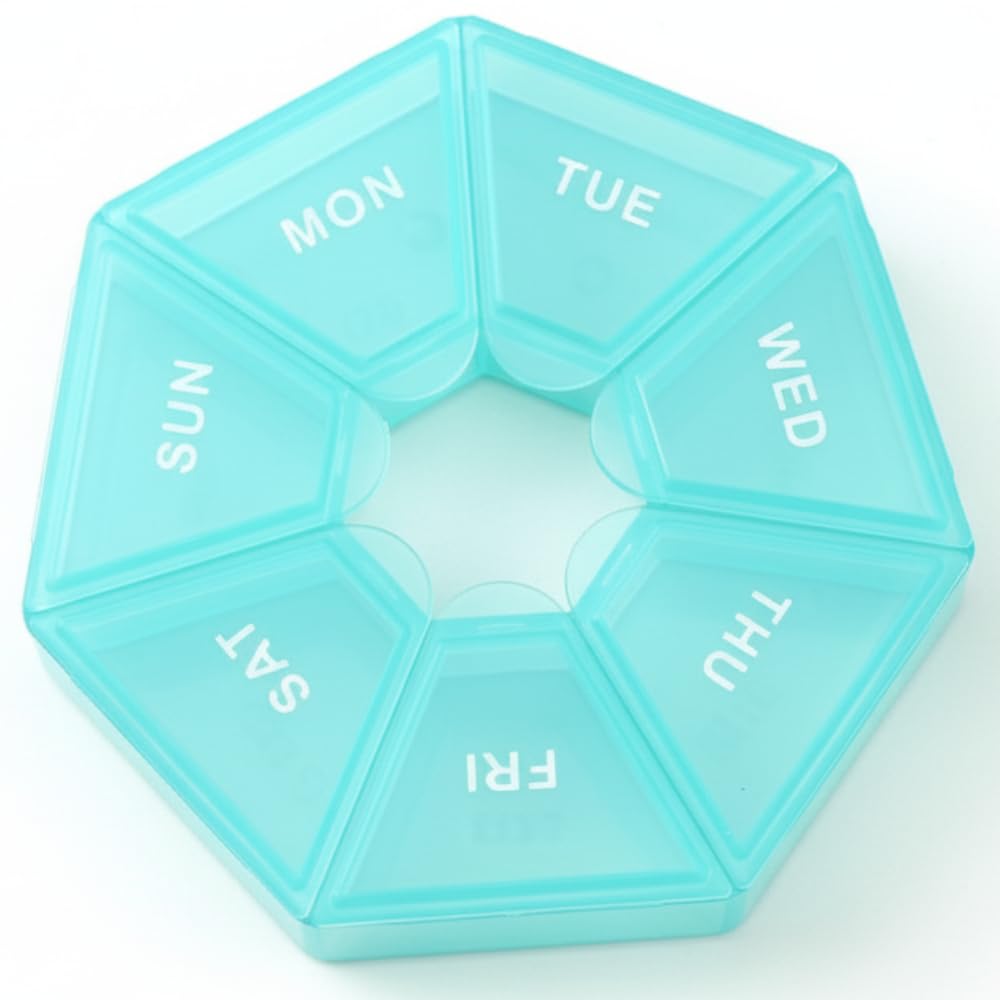 Mint Aqua Pill Organizer, Small Pill Case, Weekly Medicine Pill Organizer 1 Time a Day, Pill Container, Pill Holder Daily