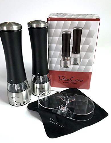 Battery Operated Salt and Pepper Grinder Set Electric Grinders With LED Lights Can Adjust the Coarseness of the Grind