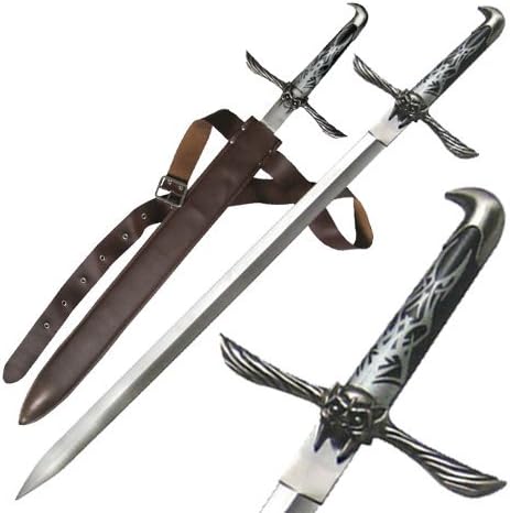 Espada de fantasía de duende volador de asesino de 30 pulgadas con hoja de cuero sin afilar