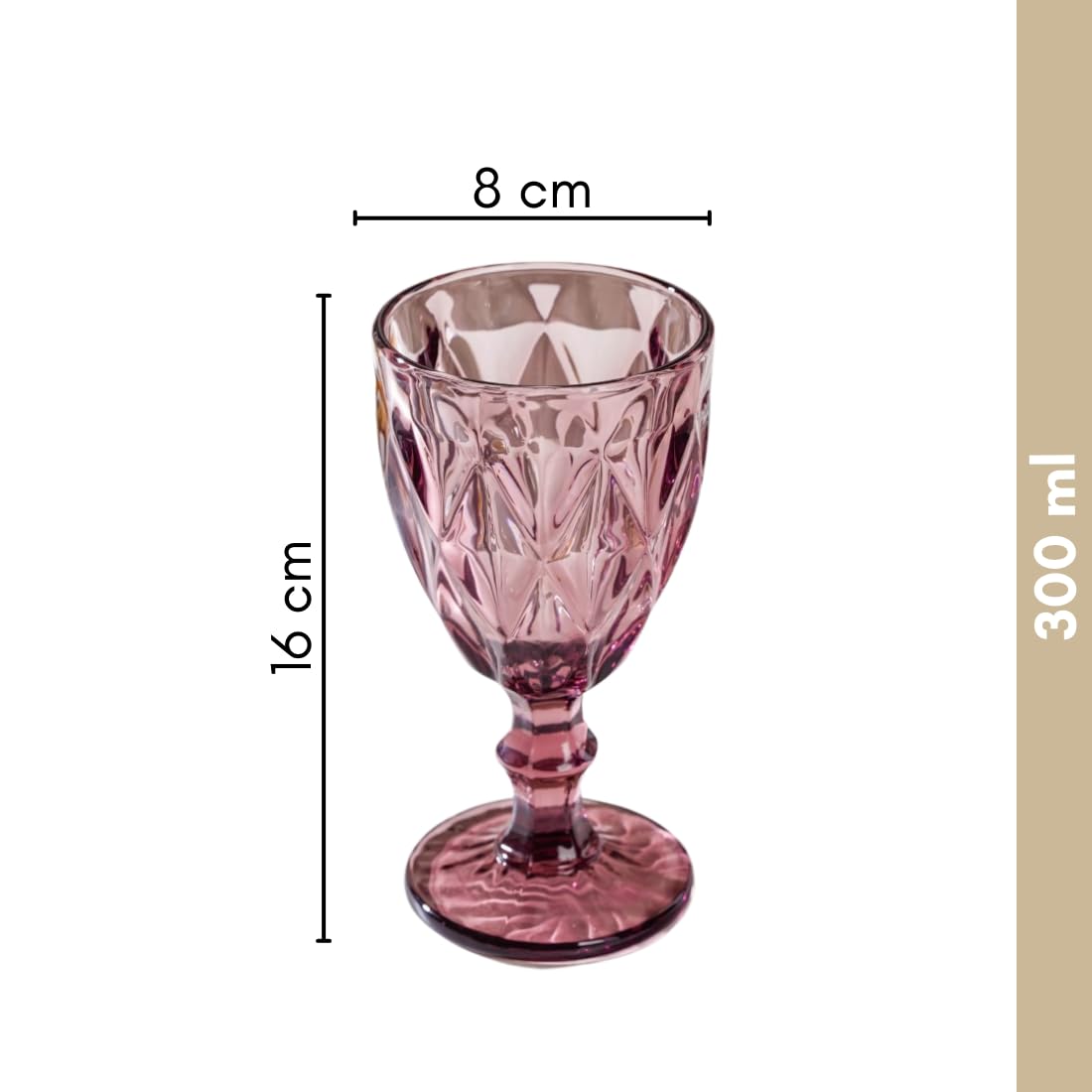 Nestasia Vintage Wine Glasses Set of 6 | Purple Geometric-Patterned Stemmed Glasses | Perfect for Red & White Wine, Champagne, Water, Juice, Mocktails & Cocktails (300ml Each) | Ideal for Gifting 4