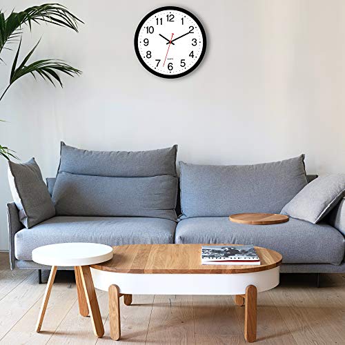 Foxtop Black Wall Clock Silent Non-Ticking 12 Inch Quartz Battery Operated Round Analog Wall Clock For Classroom School Office Living Room Bedroom Home #TOP7