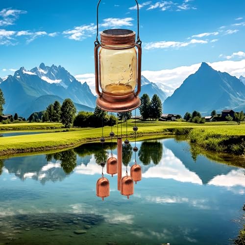Vcdsoy Solar Wind Chime For Outside- Halloween Solar Mason Jar Wind Chime thumb #1