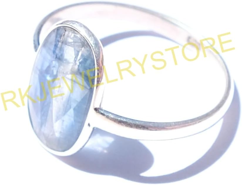 Natural Blue Kyanite Gemstone 925 Sterling Silver Handmade Statement Promise Minimalist Blue Stone Ring Jewelry Gift For Women