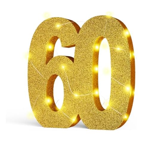 Usongshine Happy 60th Birthday Decorations Anniversary Decorations 60th Centerpiece Table Decorations for Men Women(20 * 20 * 3cm) Cover