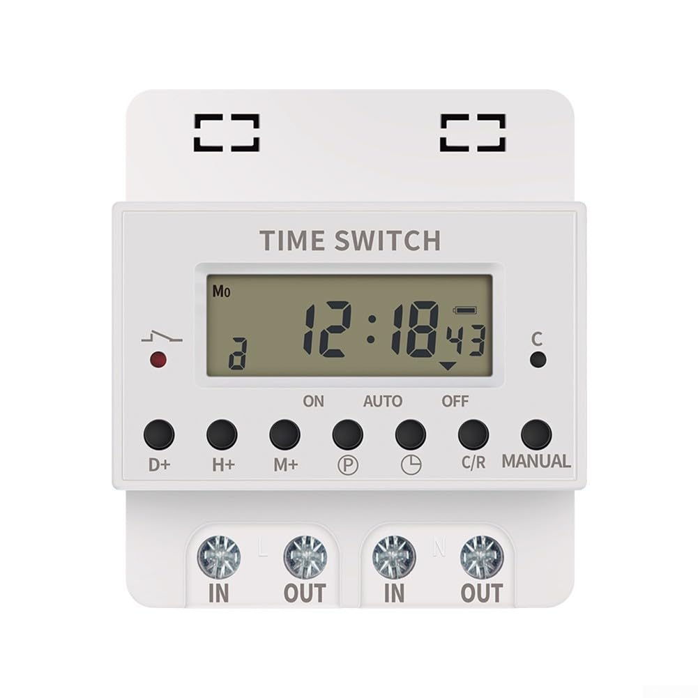 Relé de temporizador inteligente KG316T, temporizador digital, interruptor AC220 V, 60 A-100 A, programable con pantalla LCD para montaje en pared y carril, 28 tiempos de ajuste (100 A)