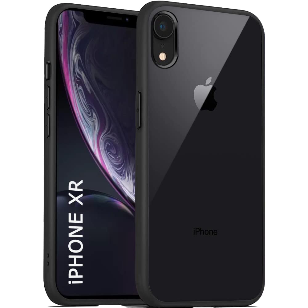 TheGiftKart Ultra-Hybrid Crystal Clear Back Cover Case for iPhone XR | Slim Fit Shockproof Design | Camera & Screen Protection Bumps | Transparent Back (PC & TPU | Black Bumper)