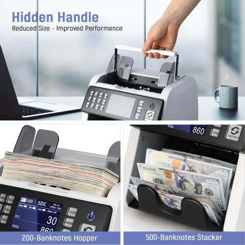 Money Counter Machine Bank Grade, Mixed Denomination Bill Counter With 2Cis Counterfeit Detection For Usd/Eur/Gbp/Cad/Mxn #TOP4