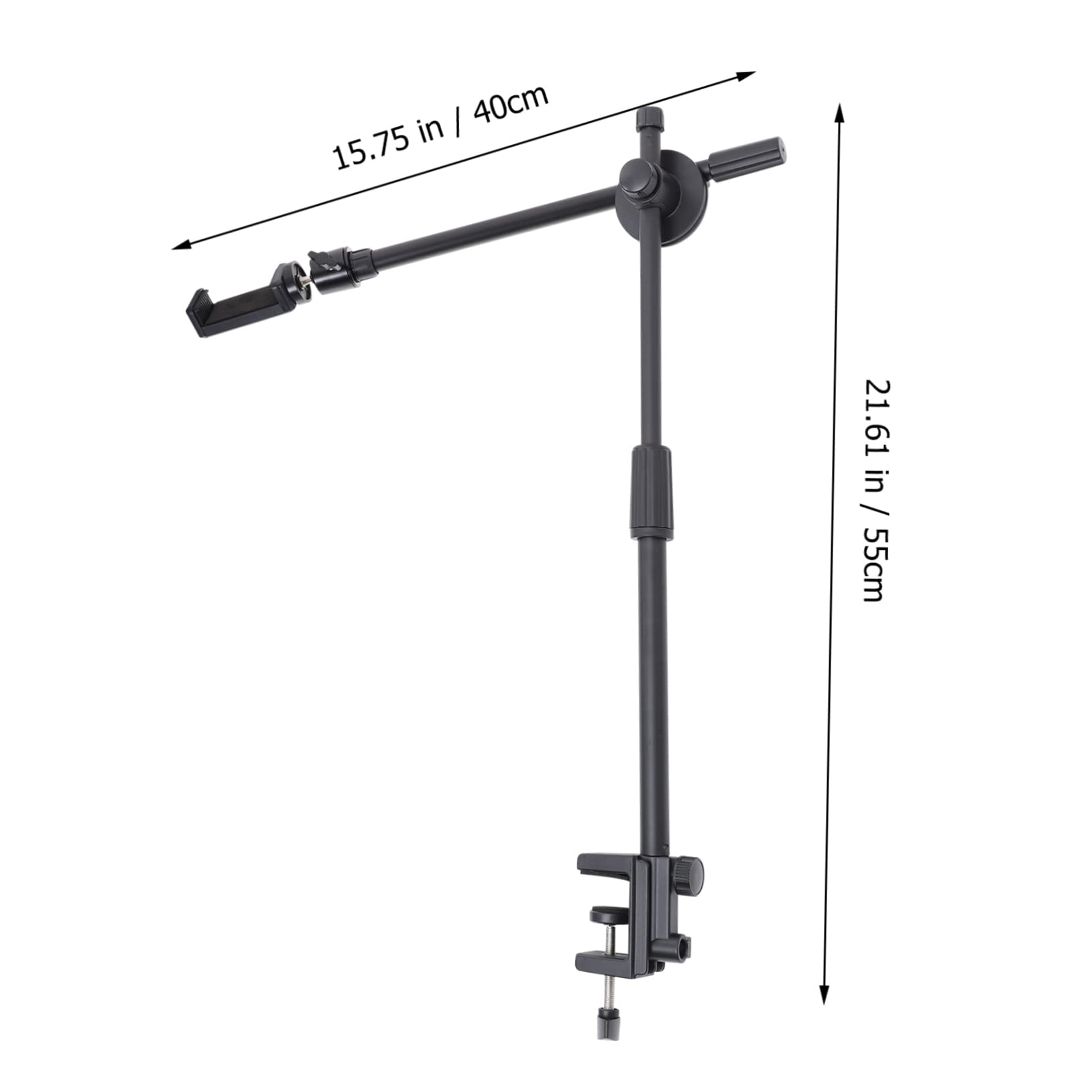Soporte Negro Móvil Telescópico Teléfono Articulado para Brazo | Abs Metal y Silicona, Base Antideslizante, Rotación 360 Grados, para Sillas y Cabeceros