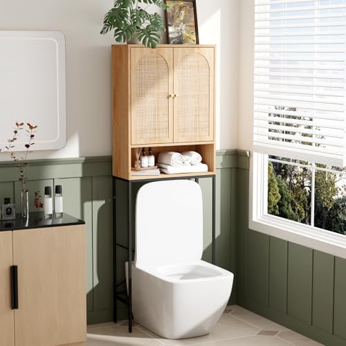 VINGLI Over The Toilet Storage Cabinet, Rattan Bathroom Organizer...