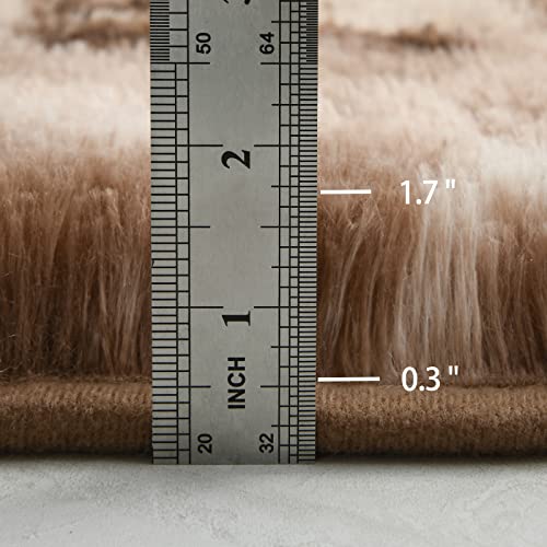 Hutha 4X6 Large Area Rugs For Living Room, Super Soft Fluffy Modern Bedroom Rug, Tie-Dyed Brown Indoor Shag Fuzzy Carpets For Girls Kids Nursery Room Home Decor #TOP1