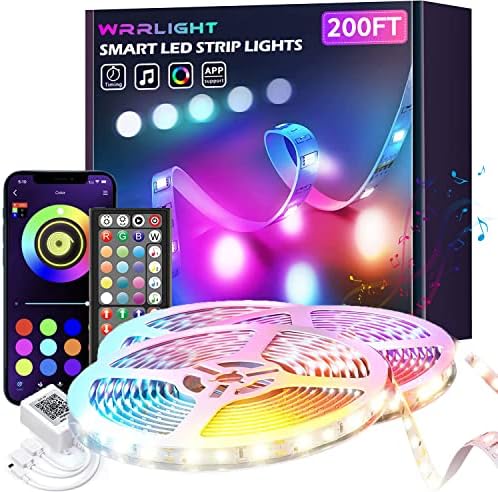 200ft RGB Led Strip Lights(3 Rolls of 65.6ft led Lights) Ultra Long Bluetooth LED Lights with App Voice Control Remote, 28 Dynamic Modes and Music Sync LED Lights for Bedroom, Party ,Home Decoration