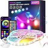 200ft RGB Led Strip Lights(3 Rolls of 65.6ft led Lights) Ultra Long Bluetooth LED Lights with App Vo