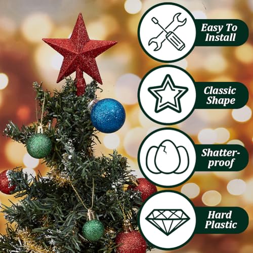 OLYCRAFT 4 peças de topo de árvore estrelada com glitter de 10 cm, decoração de estrela de Belém bri