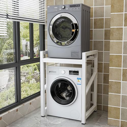 Étagère de machine à laver à 2 niveaux réglable et support de rangement pour lave-linge