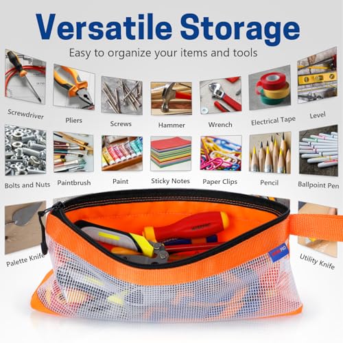 WISEPRO Zipper Clear Tool Pouch, Tool Pouch Bags Set of 4, Utility Tool Organizers with Mesh Window Multi Purpose for Tool Organizers - Image 4