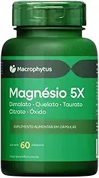 Magnésio 5x (Dimalato, Quelato, Taurato, Citrato e Óxido) 60 cápsulas - Macrophytus