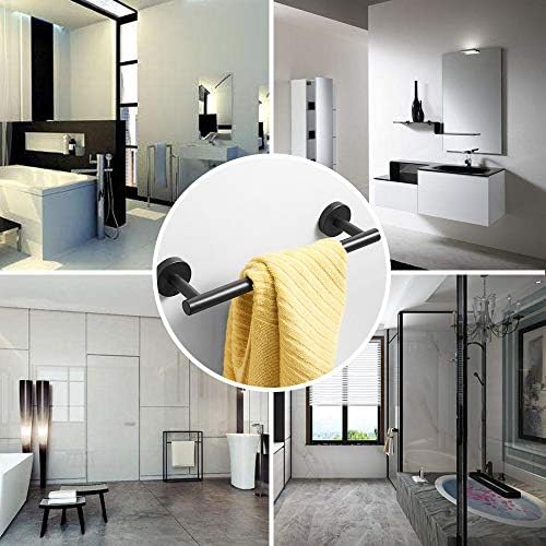 BigBig Home Black Towel Rail, Bathroom Towel Ring Holder Wall Mounted, SUS 304 Stainless Steel Towel Bar Modern Matte Towel Rack 13 Inch