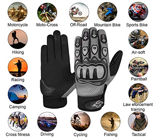 Alpha Cycle Gear Moto Sports Gloves (Black/Gray, Medium) #TOP2