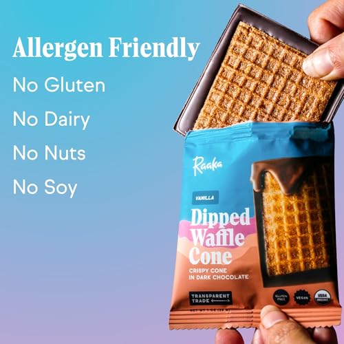 Raaka Variety Waffle Cone Chocolate Bars | Gourmet Bean-to-Bar Chocolate | Organic, Vegan, Fair Trade, Soy Free, Gluten Free, Kosher | 1.0 oz Bars, 10-Pack