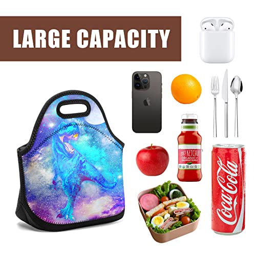 Dacawin Toddler Lunch Box Blue Tyrannosaurus Rex Insulated Lunch Bag Space Giant Dinosaur Lunch Bags Reusable Cute Lunch Tote Bag Portable Cooler Bag For Picnic School Beach #TOP5