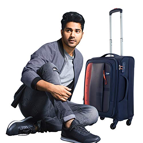 Image of Skybags Polyester 58.5 Cms Navy Blue Softsided Spinner Wheels Cabin Luggage Suitcase(Stairw59Nbl)