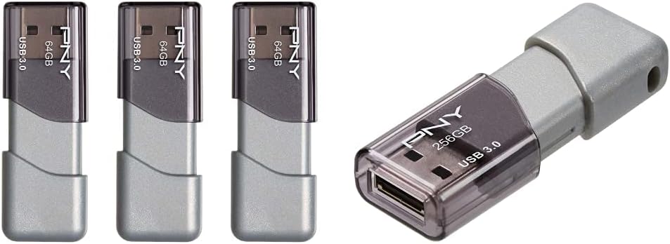 PNY 64GB Turbo Attache 3 USB 3.0 Flash Drive 3-Pack & 256GB Turbo Attache 3 USB 3.0 Flash Drive