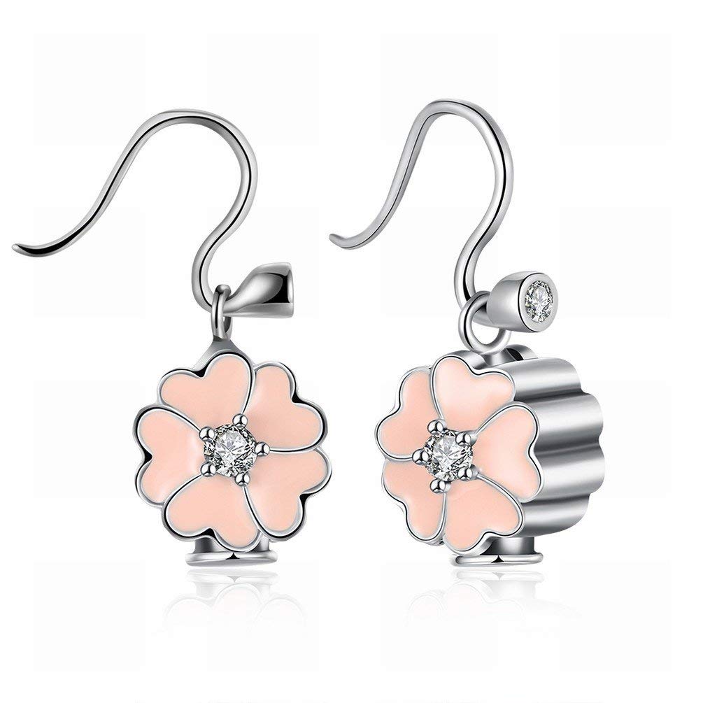 Jewelry スターリングシルバークローバーハート型のイヤリングイヤリングピンクレディー/ステンレススチール/抗アレルギー/フックピアス/小型ファイン、カラー (Color : Photo Color)
