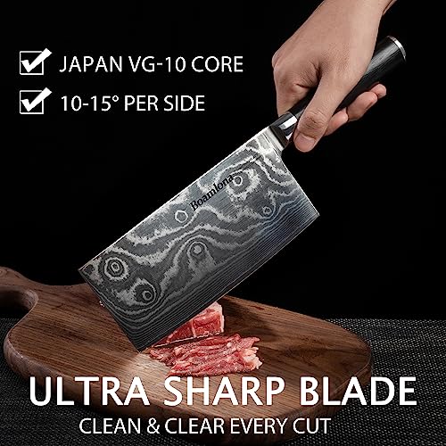 Cleaver-Knife-7-inch-Meat-Vegetable-Knife-Japanese-VG10-Steel-Core-Damascus-Kitchen-Chopping-Sheath-Ergonomic-Full-Tang-G10-Handle-with-Sheath-and-GiftBox