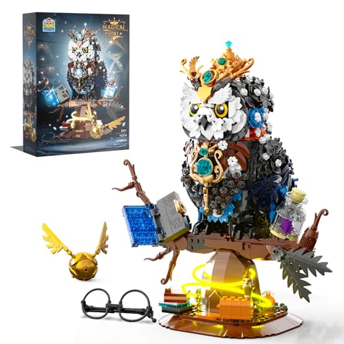 TOY PLAYER Magische Eulen Blumen Tiermodell mit Licht Klemmbaustein Set für Erwachsene kompatibel mit LEGO lustiger Bausatz für Erwachsene und Jugendliche ab 14 Jahren (1288 Teile)