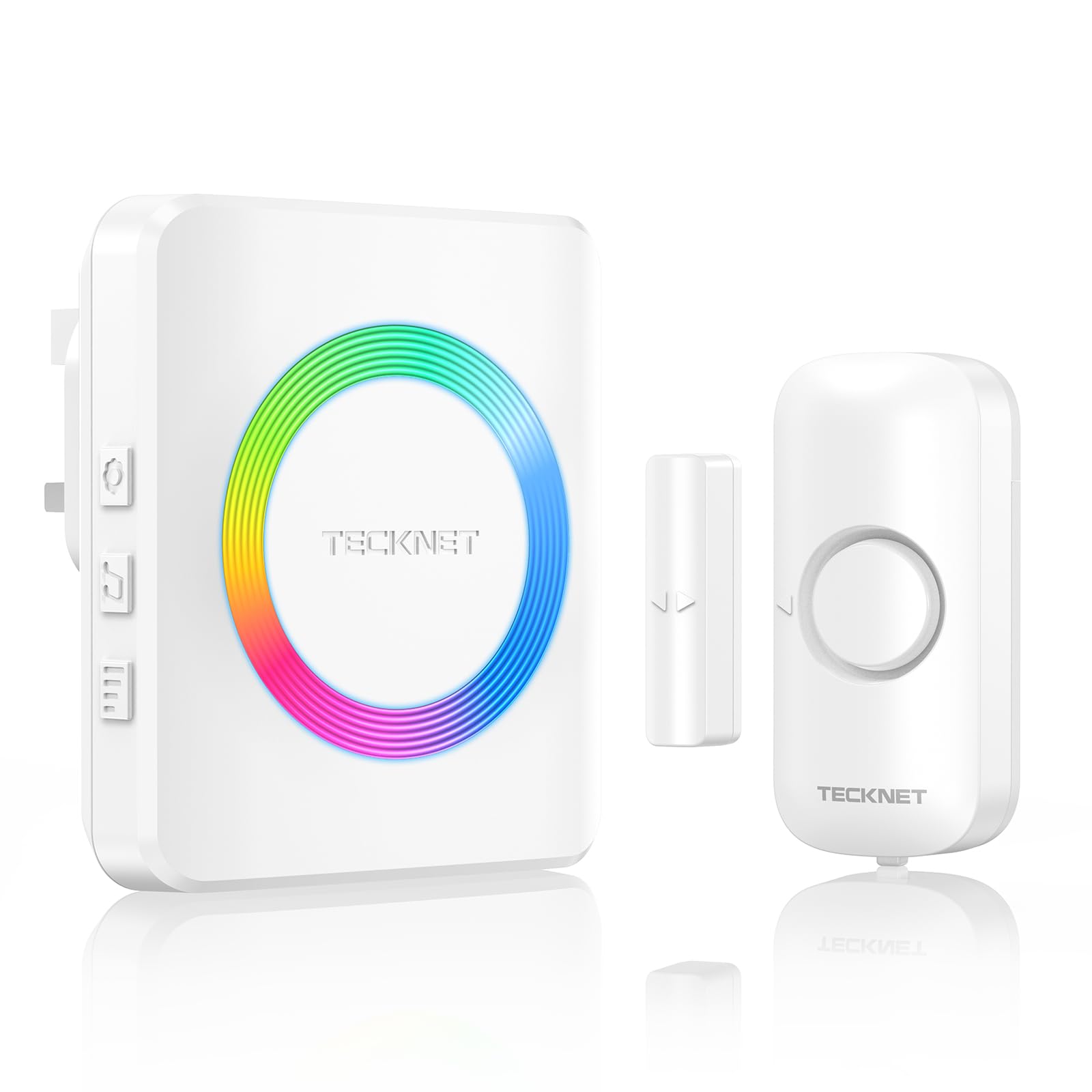 TECKNET Wireless Door Sensor Alarm 350m Range 61 Chimes 5 Volume Levels White