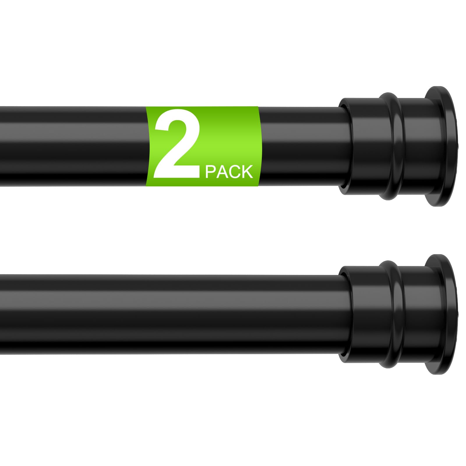 HAOYUNTE 2 Pack No Drill Tension Curtain Rods 28 to 41 Inch Black Small Curtain Rod Adjustable No Drilling for Window,Kitchen,Closet,Doorway,Bedroom