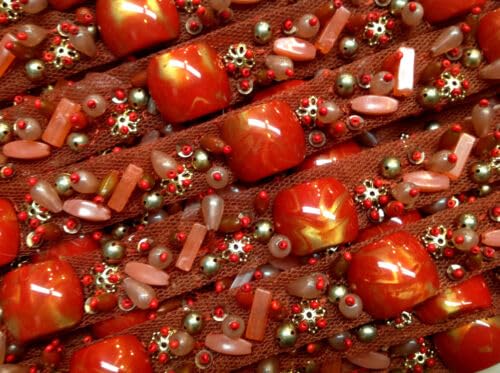 Red Cinnebar Beaded Trim 3/4