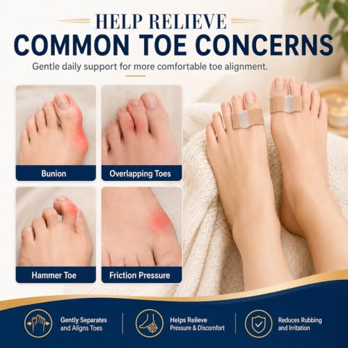 4 Écarteurs d'Orteil + 2 Paires Correcteurs Hallux Valgus en Silicone, Double Boucle, Tailles S et L, Silicone Souple Confortable, Soulagent Pression du Pied, Orteils Superposés, Hommes et Femmes – vue 4