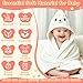 Flasoo 12 Pcs Baby Bath Towels Set for Infants Toddlers, 2 Pcs Animal Hooded Bath Towel, 2 Pcs Baby Burp Cloths & 8 Pcs Washcloths Set, Absorbent Soft Newborn Gift for Boys & Girls (Kitten & Bear)
