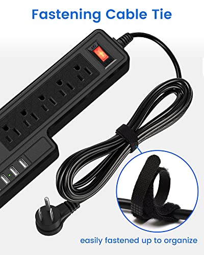 10Ft Power Strip Usb Surge Protector, Jackyled Mountable 6 Outlets 4 Usb Ports Electric Power Outlet With Offset Plug Electric Long Extension Cord Power Charging Station For Home Office #TOP6