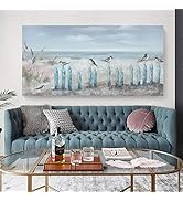 Big Wall Art for Living Room Extra Large Hand-painted Beach Oil Painting Ocean Sea Bird Seagull C...
