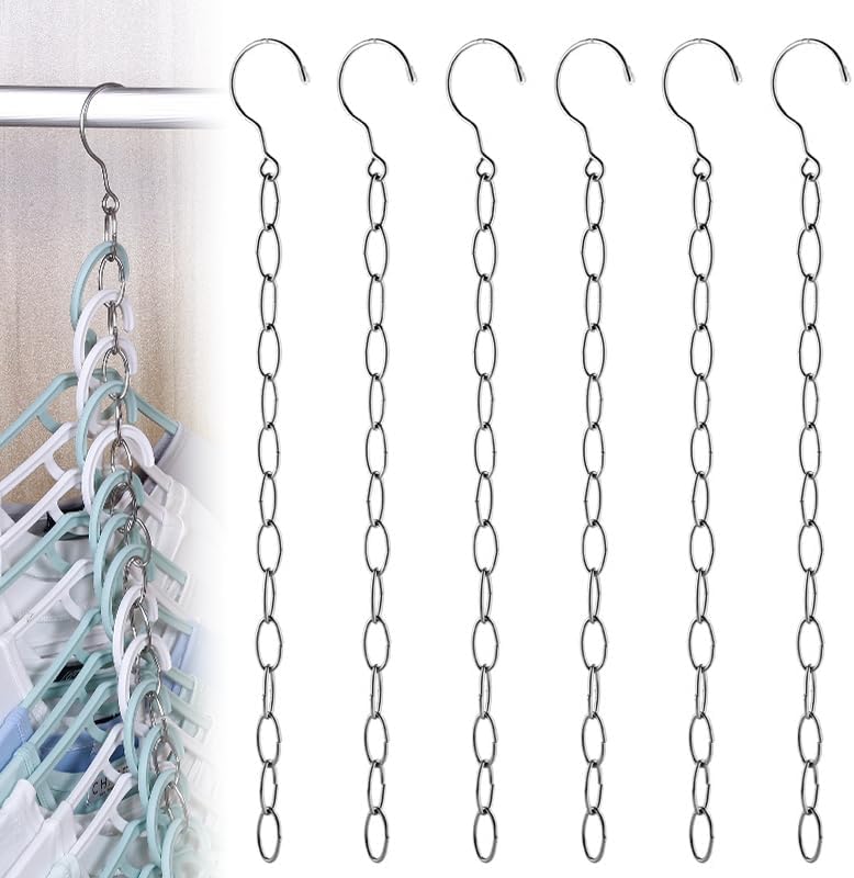 10-Pack Space Saving Hangers,BetterJonny 14 Holes Metal Clothing Chain Hangers Stainless Steel Hangers Wardrobe Storage Organize Space Saver for Heavy Clothes, Shirt, Pants