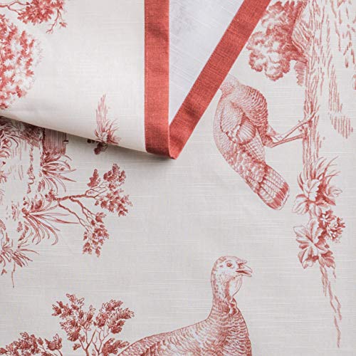 Maison D' Hermine Tablerunner 100% Cotton Table Runner Decorative Table Covers For Gifts, Dining, Home, Wedding, Buffet, Holy Jouy - Red (Single Layer) - Thanksgiving/Christmas(14.50"X72") #TOP2