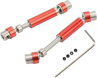 SPYMINNPOO RC Car Drive Shaft,2PCS Front Rear Center Drive Shaft Aluminum Alloy RC Transmission Shaft Rotor Parts for FMS 1/24 FCX24 (red)