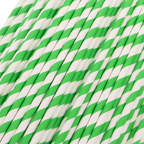 100 pitillos de papel rayados verdes miniatura 7
