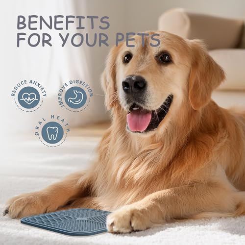 Image of ChefAide 2 Pack Lick Mat for Dogs,Cats,Upgraded 8.5x8.5 inches Licking Mats with Suction Cups,Slow Feeder Licking Pad for Anxiety Relief and Boredom Reducer,Suitable for Dog Training Set 9