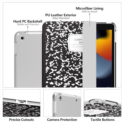 Image of Moko Smart Case for iPad 9th / 8th / 7th Gen Case 10.2 Inch, Notebook Black